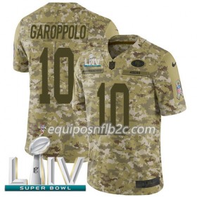 Camiseta Hombre NFL San Francisco 49ers Jimmy Garoppolo 10 Nike 2018 Salute To Service 2020 Super Bowl LIV